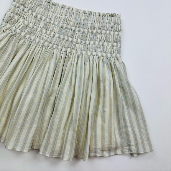 Madewell Neutral Striped Smocked Waist Pull On Mini Skirt Size XS - Picture 4 of 11